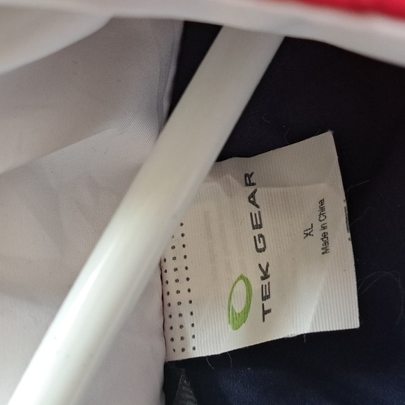 TEK GEAR zip jacket red blue white coastal golf spring lightweight hood men XL - Picture 10 of 10